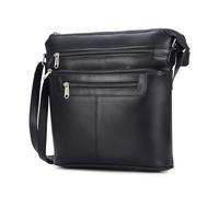 Hudson & James Designer Genuine Leather Women Ladies Travel Satchel Everyday Crossover Cross body Work Mobile Shoulder Handbag Bag (Black)