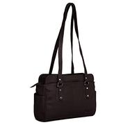 Hudson & James Designer Genuine Leather Women Ladies Travel Satchel Everyday Crossover Cross body Work iPad Shoulder Handbag Bag (Dark Brown)