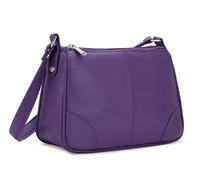 Hudson & James Designer Genuine Leather Women Ladies Travel Satchel Everyday Crossover Cross body Work Mobile Shoulder Handbag Bag (Purple)