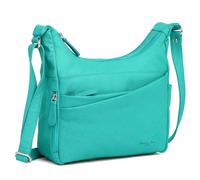 Hudson & James Designer Genuine Leather Women Ladies Travel Satchel Everyday Crossover Cross body Work iPad Shoulder Handbag Bag (Turquoise)