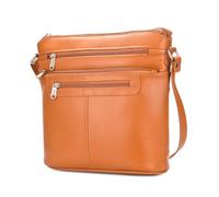 Hudson & James Designer Genuine Leather Women Ladies Travel Satchel Everyday Crossover Cross body Work Mobile Shoulder Handbag Bag (Tan)