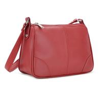 Hudson & James Designer Genuine Leather Women Ladies Travel Satchel Everyday Crossover Cross body Work Mobile Shoulder Handbag Bag (Red)