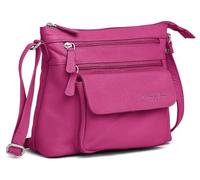 Hudson & James Designer Genuine Leather Women Ladies Travel Satchel Everyday Crossover Cross body Work iPad Shoulder Handbag Bag (Pink)