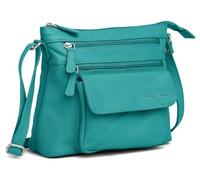 Hudson & James Designer Genuine Leather Women Ladies Travel Satchel Everyday Crossover Cross body Work iPad Shoulder Handbag Bag (Turquoise)