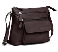 Hudson & James Designer Genuine Leather Women Ladies Travel Satchel Everyday Crossover Cross body Work iPad Shoulder Handbag Bag (Dark Brown)