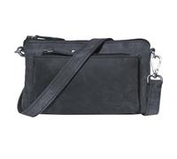 Hudson & James Designer Genuine Real Distressed Retro Small Vintage Hunter Leather Handmade Women Ladies Unisex Travel Satchel Everyday Crossover Shoulder Bag (Distressed Black)