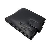 Hudson & James Designer London Real Leather Mens Wallet Credit Carder Holder Bifold Purse with Gift Box (Black - Style 2)