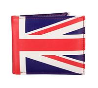 Hudson & James Designer London Real Printed Leather Mens Wallet with Zip Coin Pocket Credit Carder Holder Bifold Purse UK Union Jack (Black)