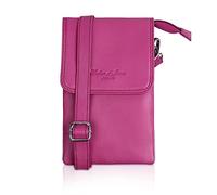 Hudson & James Genuine Leather Phone Bag, Purse Small Mobile Ladies Cross Body Shoulder Wallet for Women Adjustable Detachable Strap