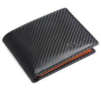 Hudson & James Genuine Leather RFID Blocking Wallet Men’s with Card Holder, banknote compartments, Coin Pocket, Minimalist Wallets for Men UK with Gift Box (Orange)