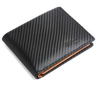 Hudson & James Genuine Leather RFID Blocking Wallet Men’s with Card Holder, banknote compartments, Coin Pocket, Minimalist Wallets for Men UK with Gift Box (Orange)