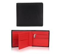 Hudson & James Genuine Leather RFID Blocking Wallet Men’s with Card Holder, banknote compartments Zip Coin Pocket Minimalist Wallets for Men UK with Gift Box (Black/Red)