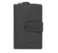 Hudson & James Genuine Leather Women's Wallets I RFID Blocking Zipper Pocket Wallet Card Case Purse with ID Window (Black)