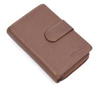 Hudson & James Genuine Leather Women's Wallets I RFID Blocking Zipper Pocket Wallet Card Case Purse with ID Window (Walnut)