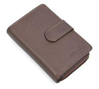 Hudson & James Genuine Leather Women's Wallets I RFID Blocking Zipper Pocket Wallet Card Case Purse with ID Window (Brown)