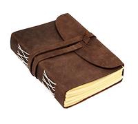 Hudson & James Handmade Leather Journal Writing Notebook Travel Diary Bound Daily Notepad For Men & Women Unlined Paper Medium, writing pad for artist, sketch 7x5 Inch (Distressed Brown)