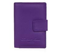 Hudson & James Ladies RFID Purses for Women Safe Designer Leather Compact Purse Card Wallet Zip Coin Pocket Boxed (Violet)