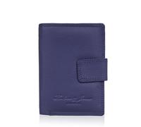 Hudson & James Ladies RFID Safe Designer Leather Compact Purse Card Women Wallet Zip Coin Pocket Boxed (Navy Blue)