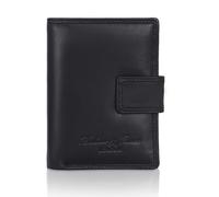 Hudson & James Ladies RFID Safe Designer Leather Compact Purse Card Women Wallet Zip Coin Pocket Boxed (Black)