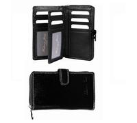 Hudson & James Ladies RFID Safe Designer Real Leather Purse Card Women Wallet Zip Coin Pocket Boxed (Black)