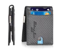 Hudson & James Men’s Wallets Slim RFID Blocking Carbon Fiber Leather Wallets Men’s with up to Credit Card Holder, Strong Money Clip & ID Window Minimalist Bi-Fold Wallets for Men UK with Gift Box