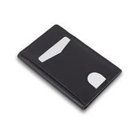 Hudson & James Men's Slim Leather RFID Blocking Credit Card Holder Wallets Minimalist 10 Slots for Bank Cards or Banknotes (Black)