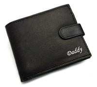 Hudson & James Personalised Daddy in Silver Black Engraved Soft Leather Mens Wallet with Coin Pocket Pouch Gift Boxed