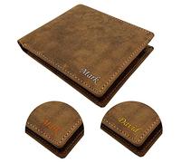 Hudson & James Personalised Engraved Distressed Leather Mens Wallet with Coin Pocket Pouch Gift Boxed (Distressed Brown)