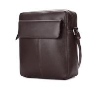 Hudson & James Real Leather Man Bag Mens Ladies Unisex Shoulder Cross Body Messenger Travel Holiday Mobile Phone Organizer (Brown)