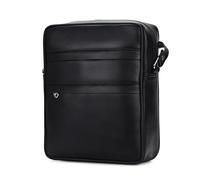 Hudson & James Real Leather Man Bag Mens Ladies Unisex Shoulder Cross Body Messenger Travel Holiday Mobile Phone Organizer (Black)