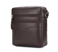 Hudson & James Real Leather Man Bag Mens Ladies Unisex Shoulder Cross Body Messenger Travel Holiday Mobile Phone Organizer (Brown)