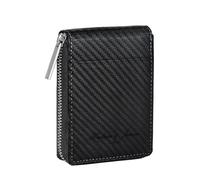 Hudson & James Slim Wallets with Gift Box for Men, Minimalist, RFID Blocking, Leather Wallet with 9 Credit Card Holders, 2 Banknote Compartments Zip Around (Carbon Black)