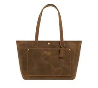 Hudson & James Women Vintage Genuine Leather Tote Shoulder Bag Shopper Handbag Work CrossBody (Distressed Brown)