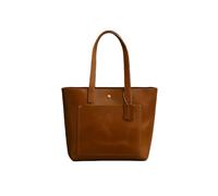 Hudson & James Women Vintage Genuine Leather Tote Shoulder Bag Shopper Handbag Work CrossBody (Distressed Tan Crunch)