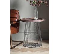 Hudson Living Menzies Round Caged Gun Metal Frame Side Table Brown