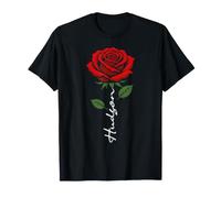 Hudson Red Flower Art First Name for Men Kids Boys T-Shirt