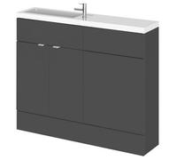 Hudson Reed 1105mm Gloss Grey Freestanding Basin & Wc Combination Unit, Mfc 18mm, Soft-Close