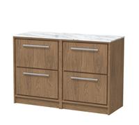 Hudson Reed 1200 Fs 4-Drawer Unit & Marble Worktop