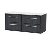 Hudson Reed 1200 Wh 4-Drawer Unit & Marble Worktop