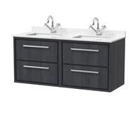 Hudson Reed 1200 Wh 4-Drawer Unit & Marble Worktop W Basin
