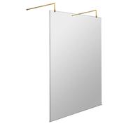 Hudson Reed Wetroom Shower Screen with Support Bars and Feet | Brushed Brass | Glass/Aluminium | 1200mm x 1950mm