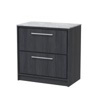 Hudson Reed Lille Woodgrain 2 Drawer Vanity Unit with Grey Marble Worktop | Graphite Grey | MFC | 800mm