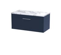 Hudson Reed Juno 800Mm Wall Hung Single Drawer Vanity & Laminate Worktop - Midnight Blue