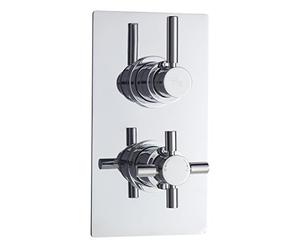 Hudson Reed A3003V Tec Lever ǀ Modern Bathroom Minimalist Twin Valve with Lever and Crosshead Handle, 215mm x 120mm, Chrome