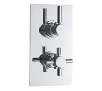 Hudson Reed A3007 Tec Lever ǀ Modern Bathroom Minimalist Twin Valve with Lever and Crosshead Handle with Diverter, 215mm x 120mm, Chrome