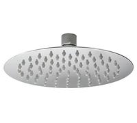 Hudson Reed A3082 ǀ Modern Bathroom Slim Stainless Steel Round Fixed Shower Head, 200mm x 56mm, Chrome
