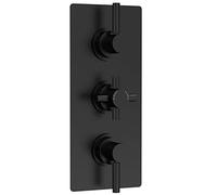 Hudson Reed A4023 Tec Lever Modern Bathroom Lever Triple Thermostatic Concealed Shower Valve with Diverter- 3 Outlets, 280mm, Matt Black