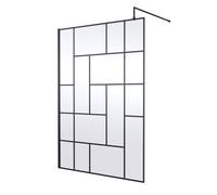 Hudson Reed 1400mm Abstract Frame Wetroom Screen - Matt Black