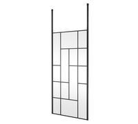Hudson Reed Abstract Framed Wetroom Shower Screen with Ceiling Posts | Matt Black | Glass/Aluminium | 1000mm x 1950mm