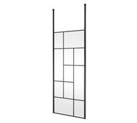 Hudson Reed Abstract Framed Wetroom Shower Screen with Ceiling Posts | Matt Black | Glass/Aluminium | 900mm x 1950mm